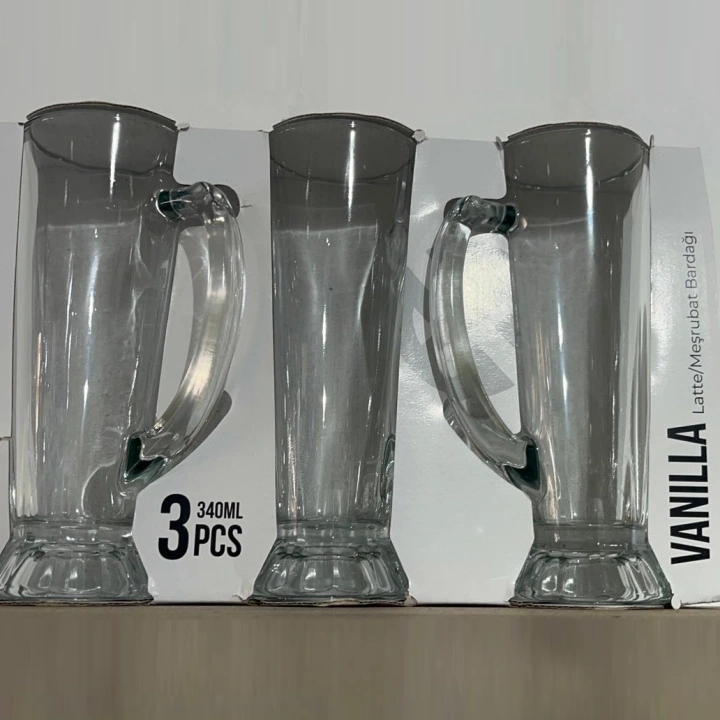 Kulplu Cam Meşrubat Bardağı Seti (3’lü)